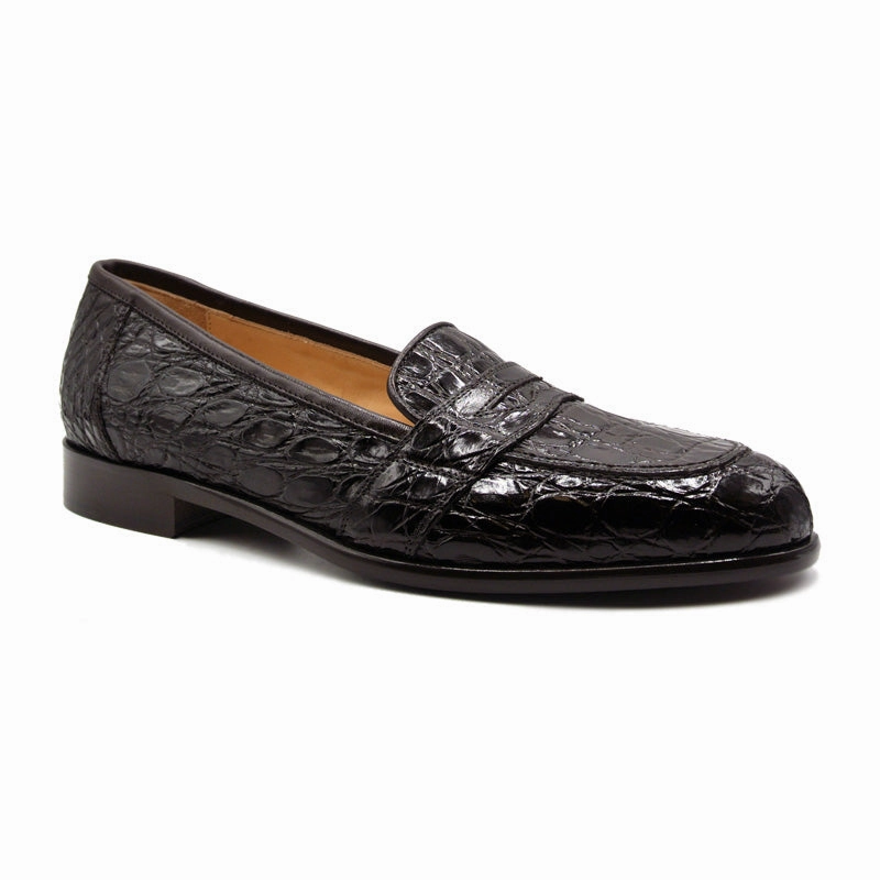 Fashionable Look 11-119-NIC TUSCANY Crocodile Penny Loafer, Nicotine