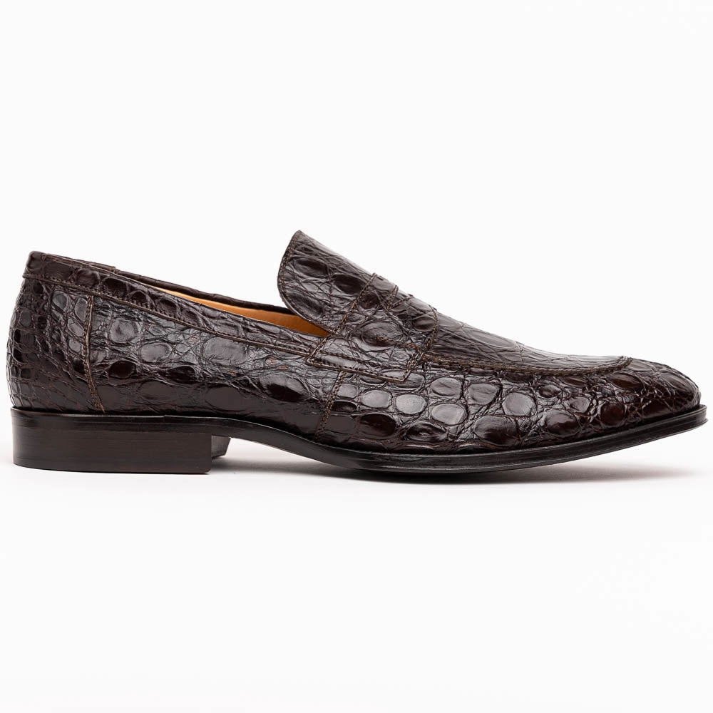 11-201-NIC ROMA Crocodile Penny Loafer, Nicotine Casual Fit