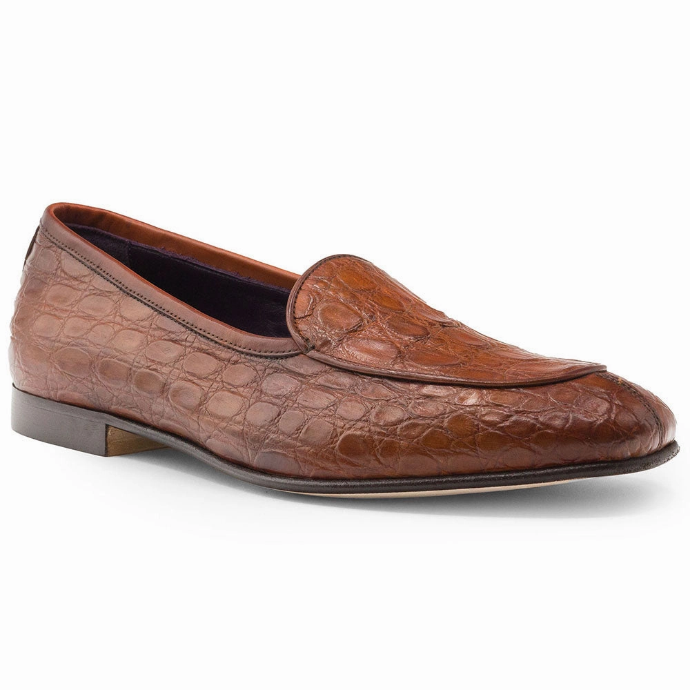Casual Padding Fashionable Fit 11-630-CGN MICA Crocodile Slip On Loafer, Cognac