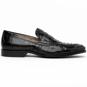 13-500-BLK ROMA Ostrich Quill Penny Loafer, Black Quick Fit