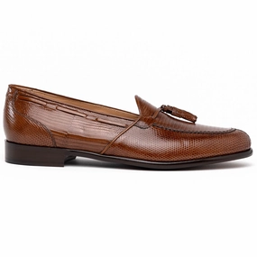 14-580-CGN FRANCO Teju Lizard Tassel Loafer, Cognac Sleek Option Breathable Style