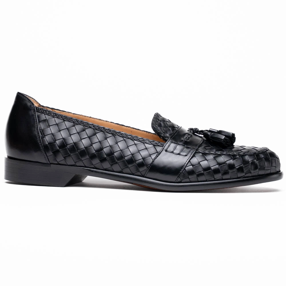 Travel Light 15-250-BLK RIVIERA Basketweave Calfskin Tassel Loafer, Black