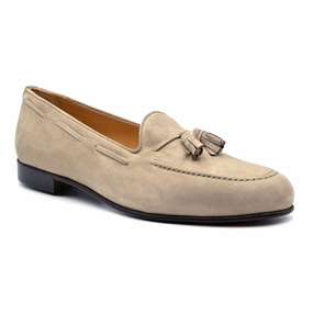 16-580-BON NAPLES Italian Kid Suede Tassel Loafer, Bone Rain Ready Urban Sleek