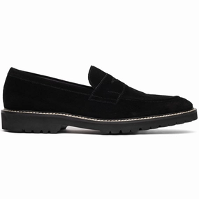 Modern Fit Late Stroll 16-657-BLK ROMA Italian Suede Penny Loafers Black