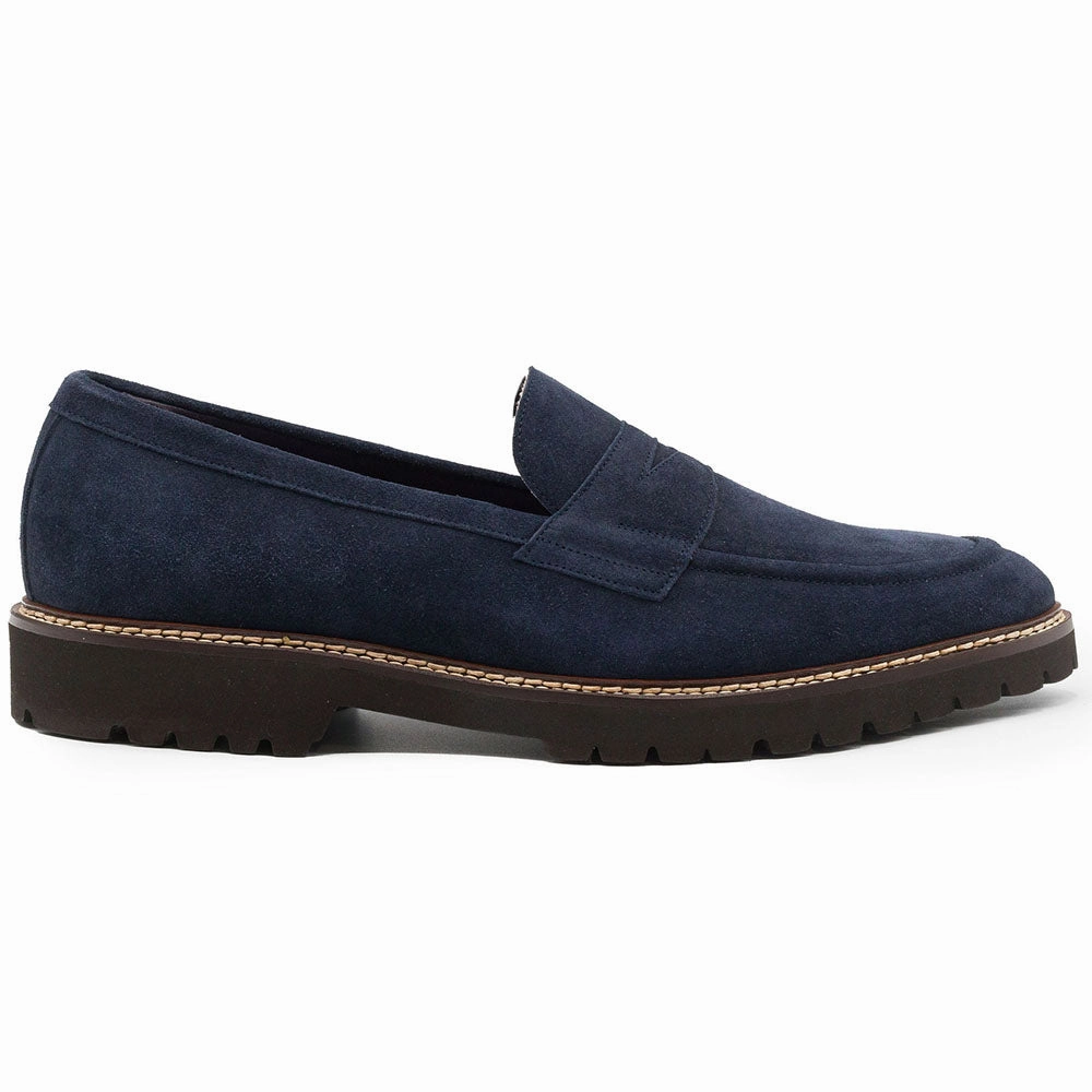 Work Life Breathable Style 16-657-NVY ROMA Italian Suede Penny Loafers Navy