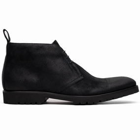 46-602-BLK REZZA Suede Calfskin Chukka Boot Black Breathable Mountain Climber Temperature Regulating