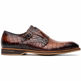 Sail Vibe Grace Walk 55-112-CGN LEGERRA Hand Burnished Crocodile Print Monkstrap Cognac