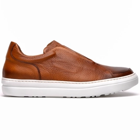 65-225-CGN SPETTACOLARE Italian Pebble Grain Calfskin Sneakers Cognac Heat Dissipation Channels