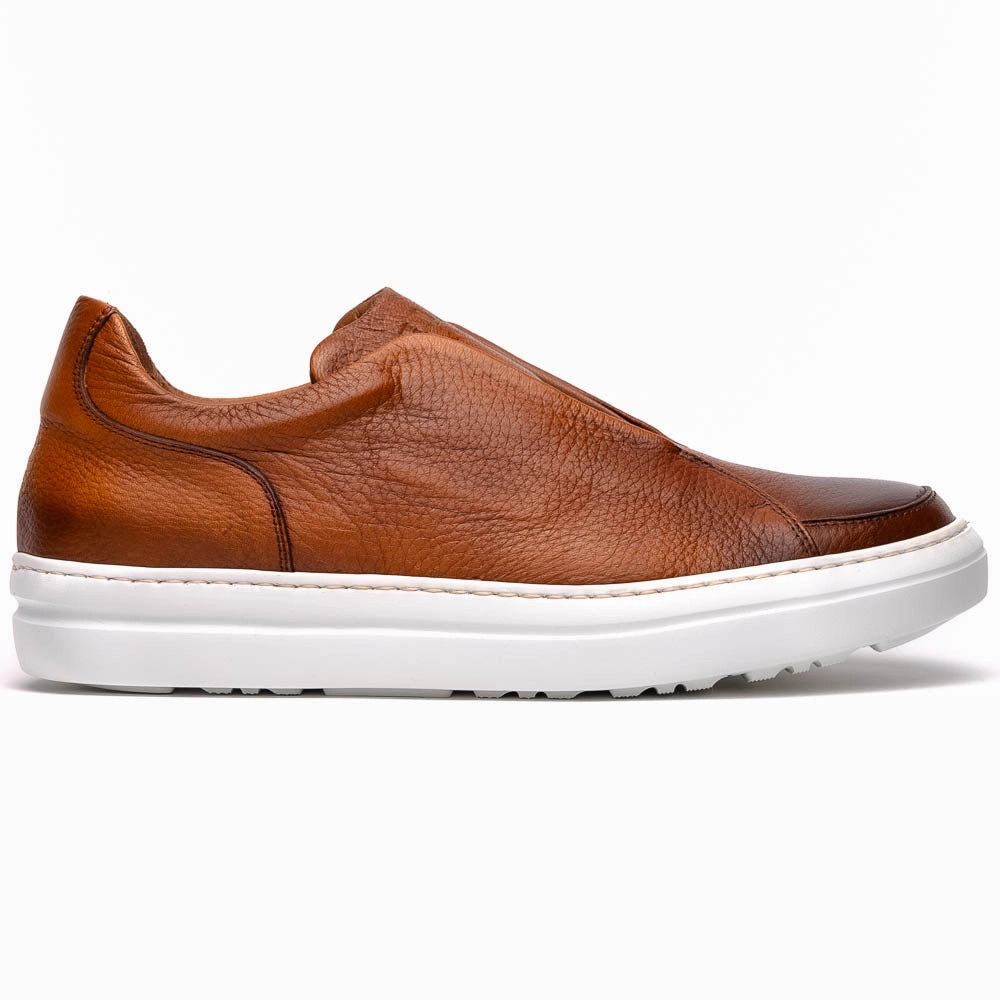 65-225-CGN SPETTACOLARE Italian Pebble Grain Calfskin Sneakers Cognac Heat Dissipation Channels