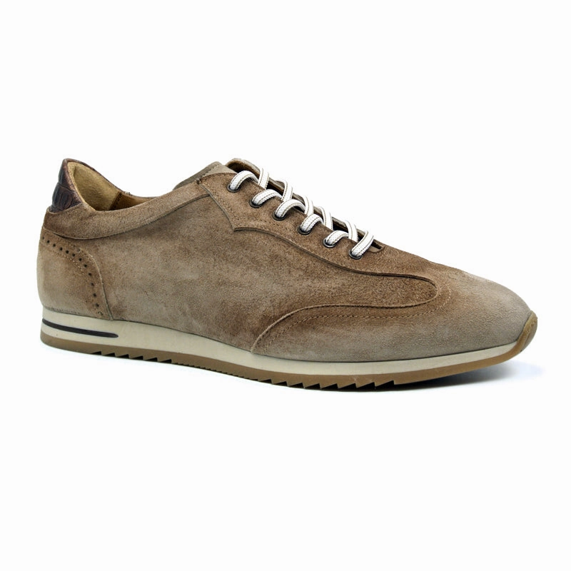 66-200-BRN COSTA Italian Burnished Suede Sneaker, Brown basketball players - specific functions