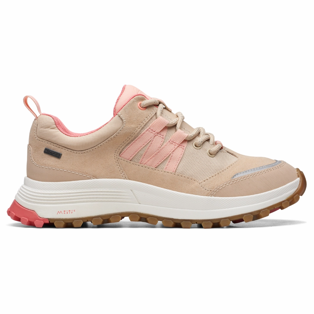Road Ready Clarks ATLTrekPathGTX Light Sand Combi Sneaker (Women's)