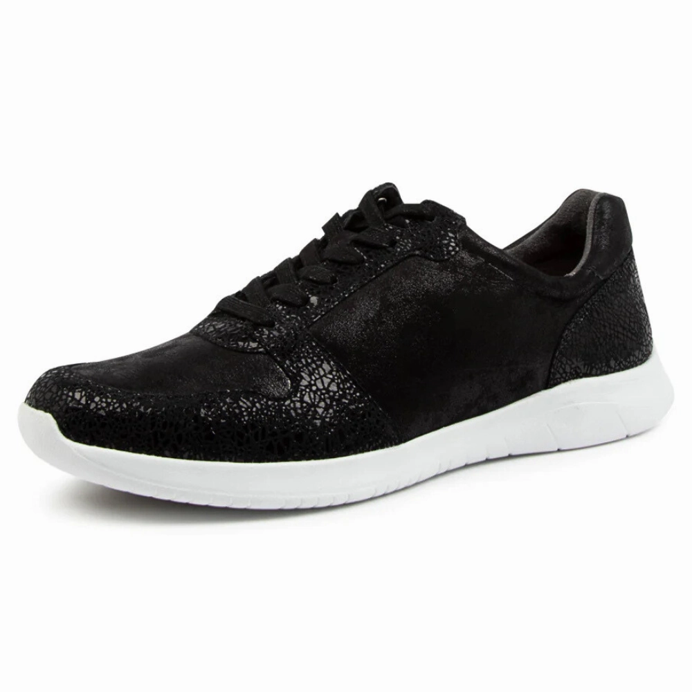 Ziera Fultons Black Speckle Leather Sneaker (Women's) Slow Pace