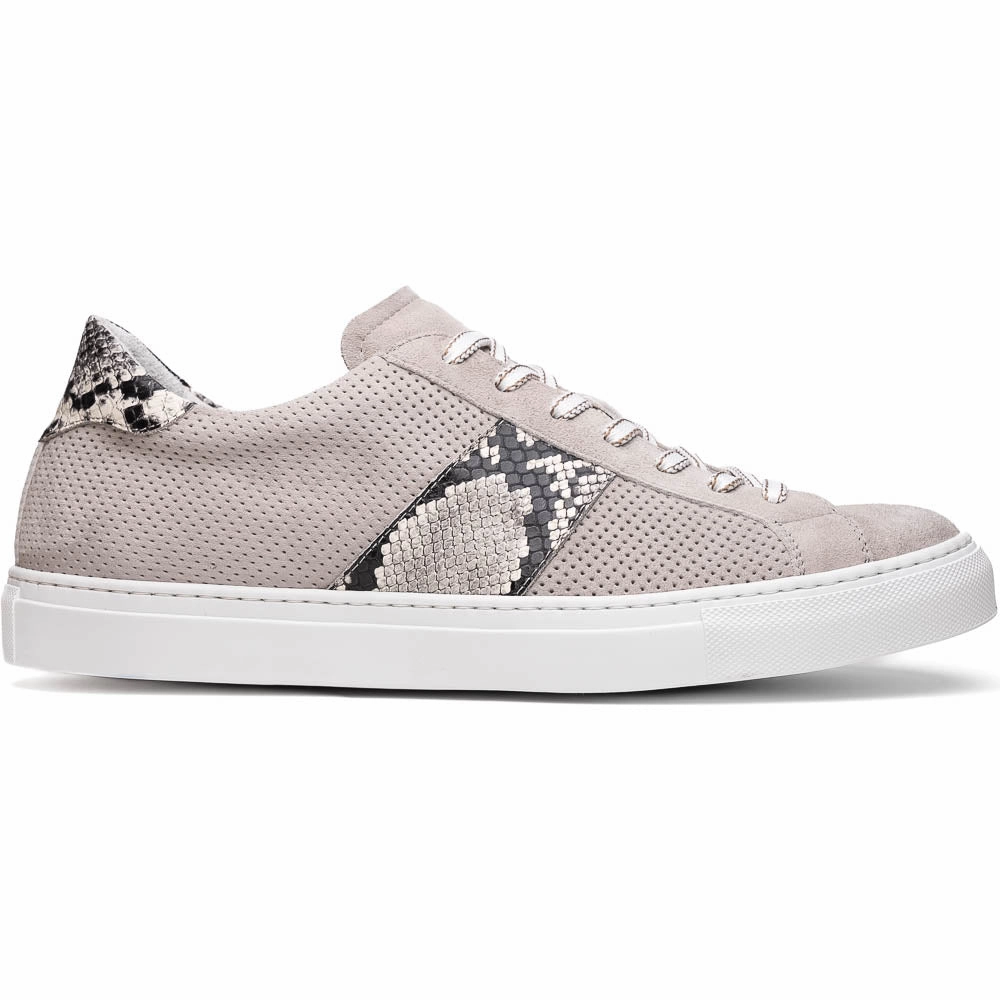 66-100-GRY OLYMPIAS Genuine Python and Italian Sueded Goatskin, Grey Durable Outsole Construction