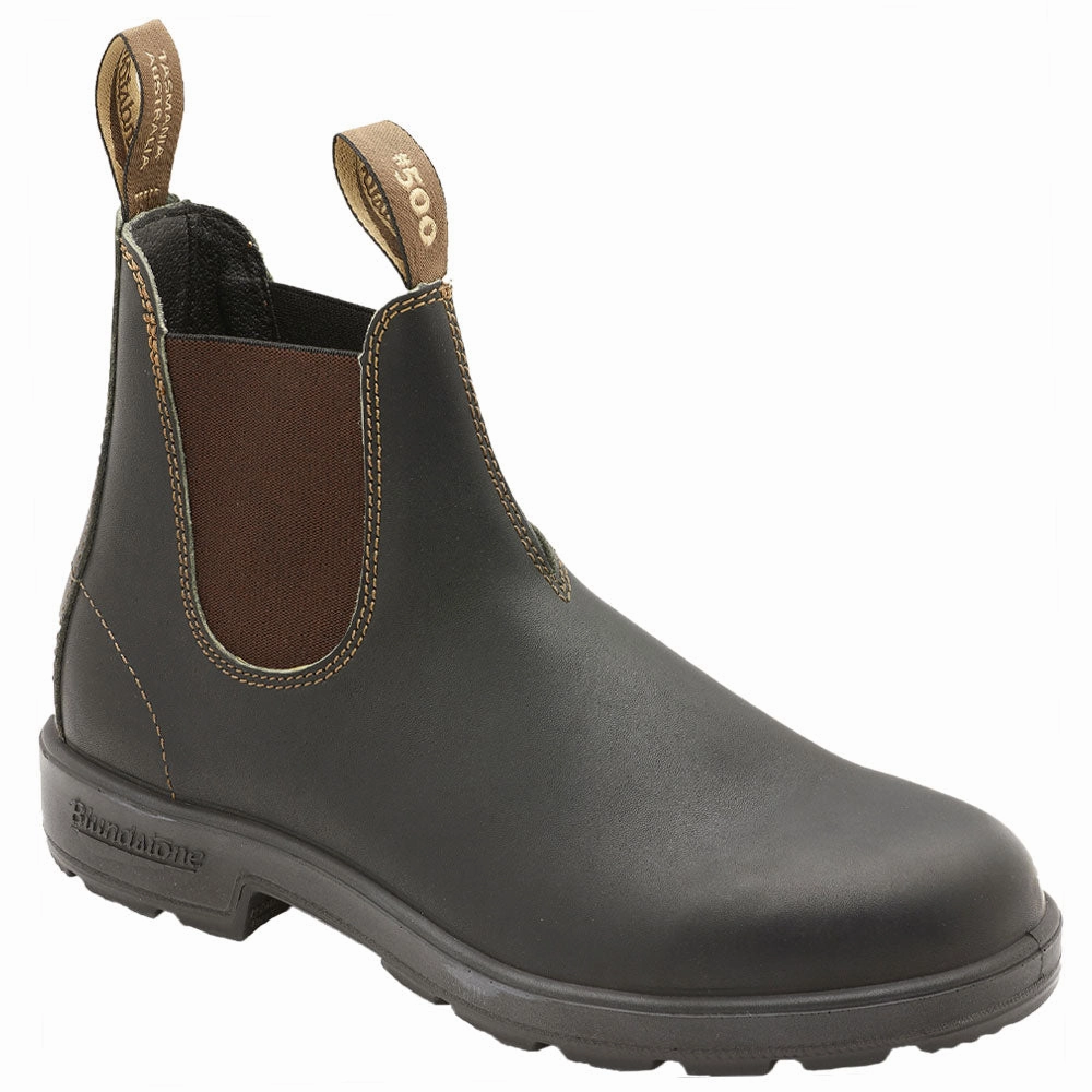 Blundstone 500 Stout Chelsea Boot Stout Brown Leather (Men's) Steady Stride Lace Up Design