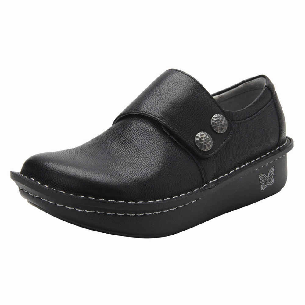 Alegria Deliah 161 Black Leather Slip-On (Women's) Sleek Fit Campus Tour