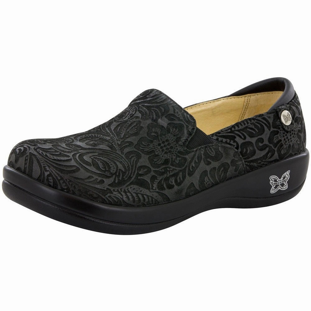 Alegria Keli Black Embossed Paisley Clog (Women's) Breathable Inside Ride Friendly
