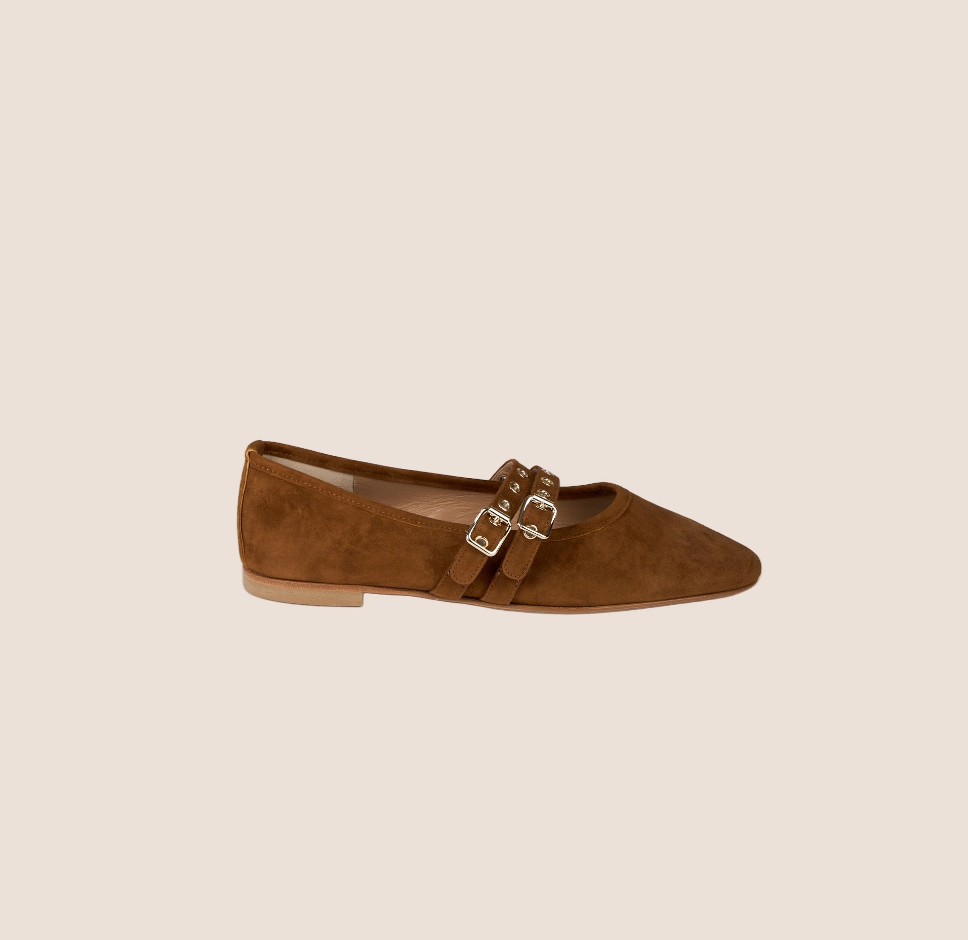 Minimalist Look Italian Mode Como 2 Buckle - Amaretto Suede