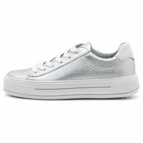 Eco Friendly Material Construction Ara Carol Silver/White Leather Sneaker (Women's)