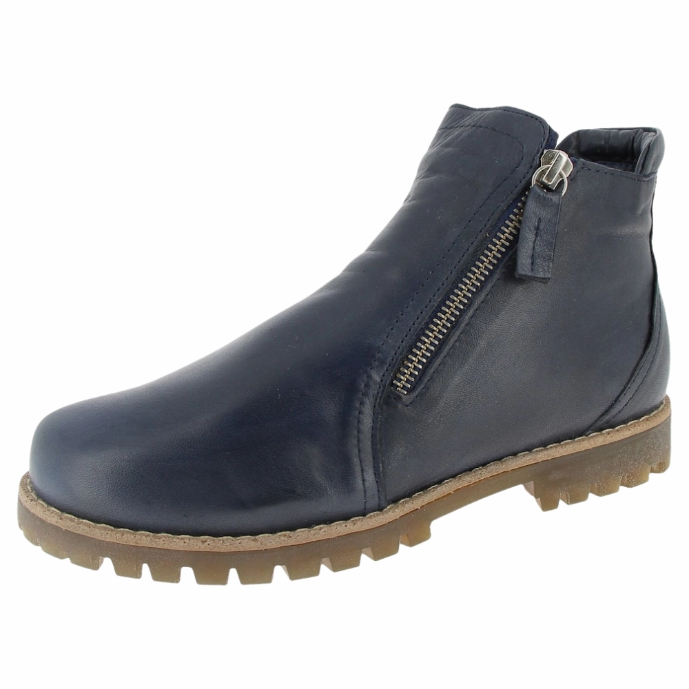 Andrea Conti Izzy 2 Dark Blue Leather Boot (Women's) Stay Light