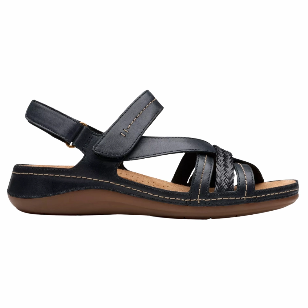 Cushioned Footbed Zero Break In Comfort Clarks Cecily Strap Black Combination Sandal (Women's)