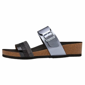 Ara Bonnie Black/Leo/Anthracite Cork Wedge Slide Sandal (Women's) Fit All Quick Move