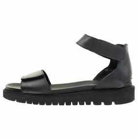 Ara Kasandra Black Leather Ankle Strap Sandal (Women's) Slip In