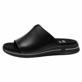 Ara Onella Black Leather Sandal (Women's) Relaxed Walking