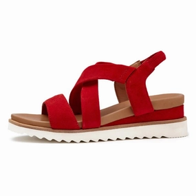 Ara Varina Red Suede Sandal (Women's) Phthalate Free Materials Work Break