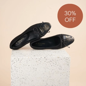 Como - Black Suede/Gold Flower SAMPLE SALE - FINAL SALE Timeless Performance