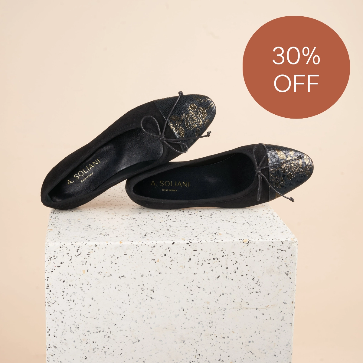 Como - Black Suede/Gold Flower SAMPLE SALE - FINAL SALE Timeless Performance