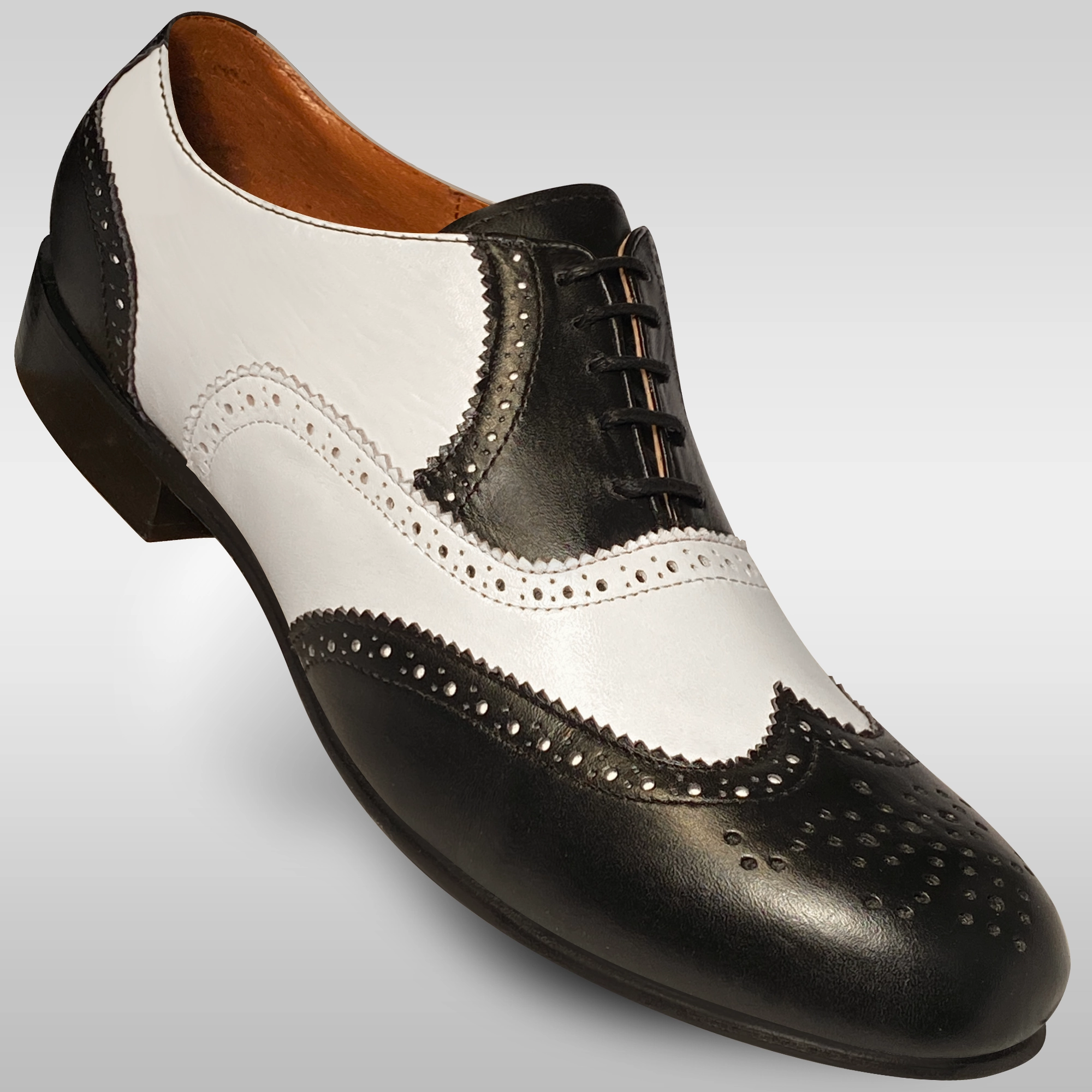 Aris Allen Men's 1946 Black and White Spectator Wingtip Dance Shoes Functional shock absorption adults'