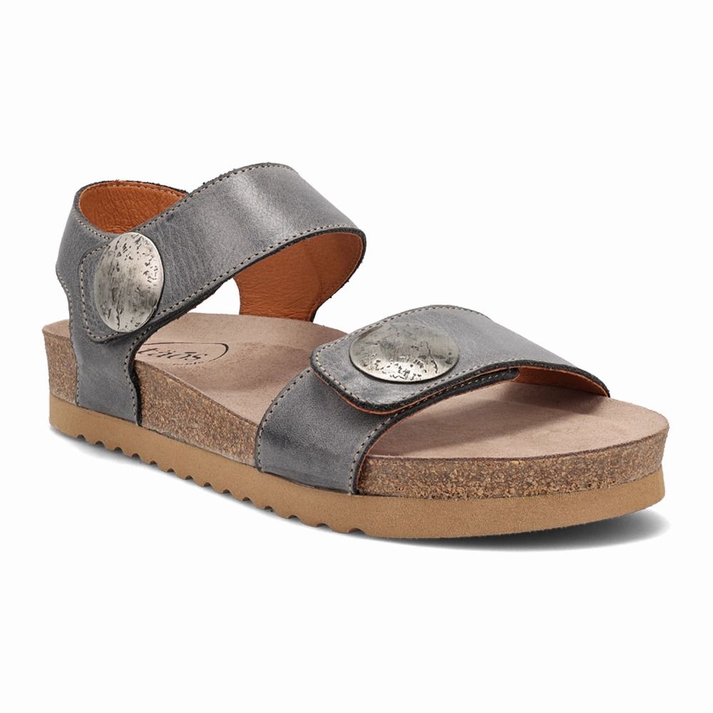 Trendy And Comfortable Strap Locking Mechanism Taos Luckie Sandal Steel (Women's)