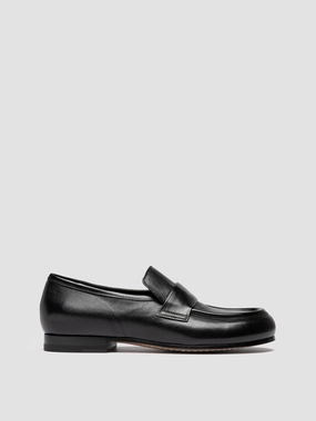 Food Court Breathable Style BECKY 101 - Black Leather Penny Loafers