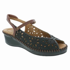 Contoured Heel Cup Biza Ivy Black Wedge Sandal (Women's)