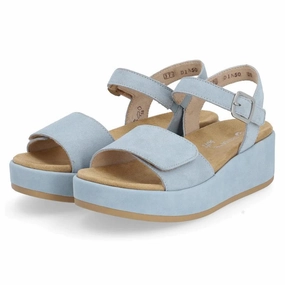 Fashion Edge Step Friendly Remonte D1N50 Jocelyn Steel Blue Suede Sandal (Women's)