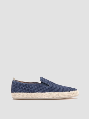 football - style workers' BOWLINE 001 - Navy Woven Espadrille Shoes