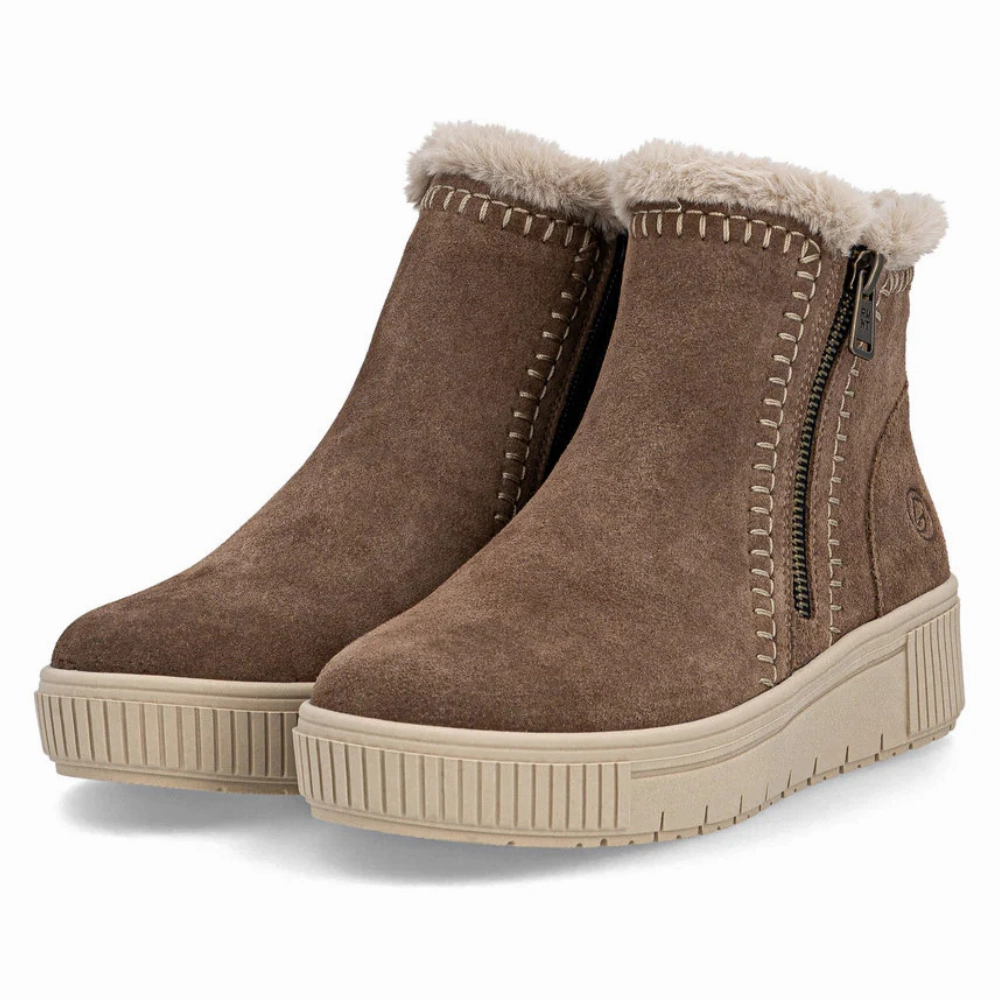 Remonte Bonnie 70 Brown Combination Bootie (Women's) Easy Clean Material