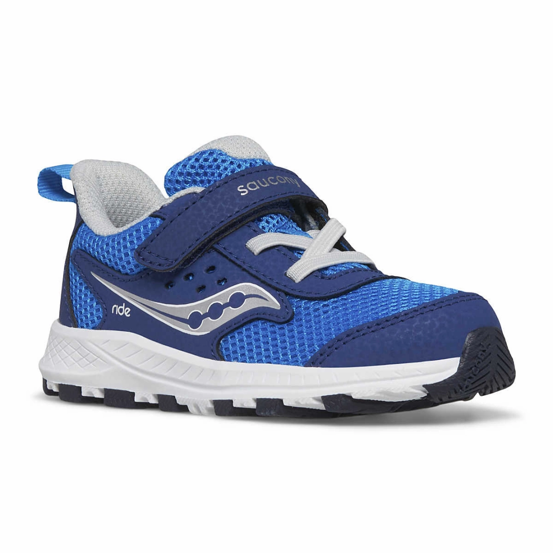 Eco Friendly Construction Universal Fit Saucony Ride JR ?C Blue/Silver (Little Kid)