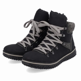 Rieker Z4238 Cordula Black Leather Hiking Boot (Women's) Moisture Management System Comfortable ankle