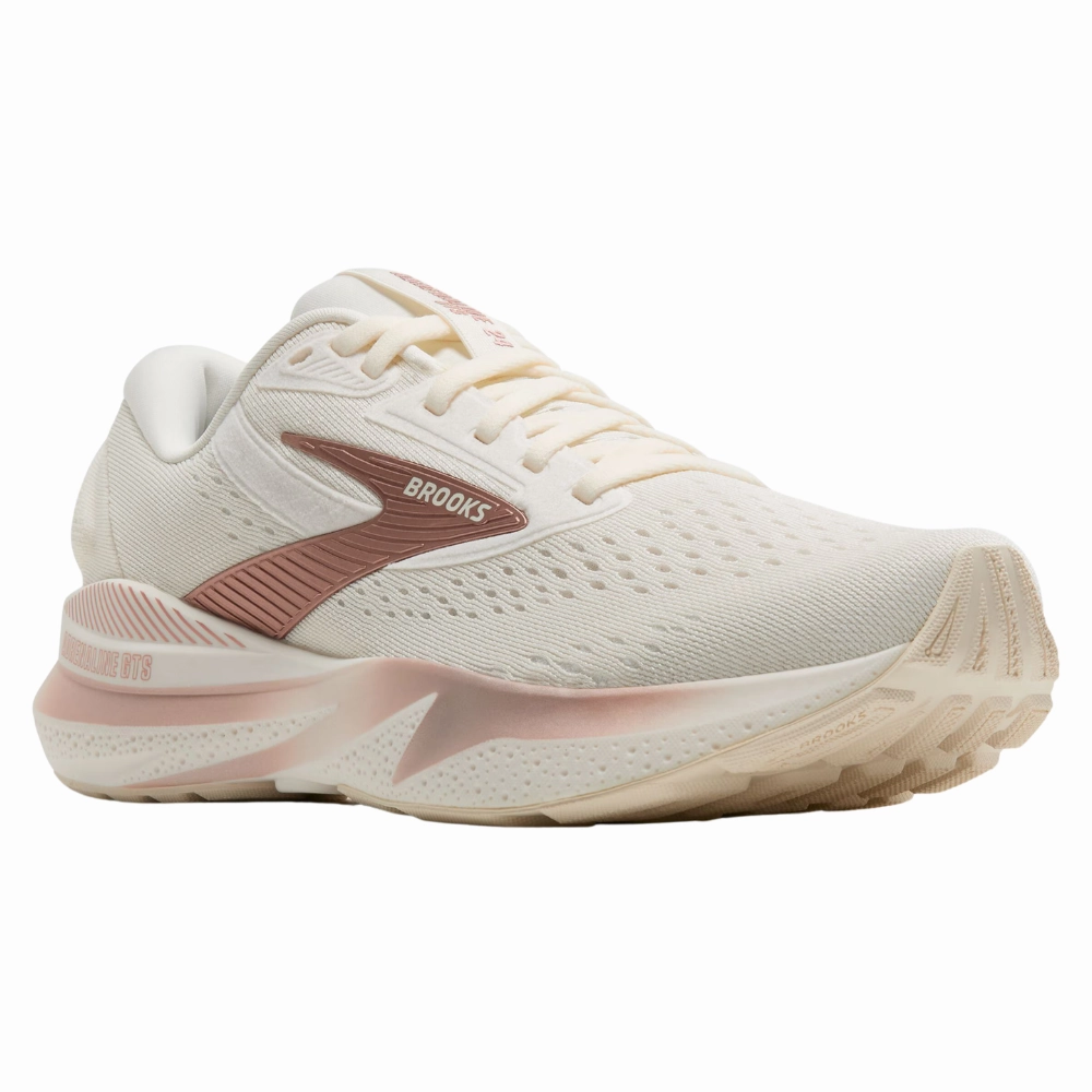 Recycled Outsole ShockAbsorbing Brooks Adrenaline GTS 24 Coconut/Rose Gold/White Running Shoe (Women's)