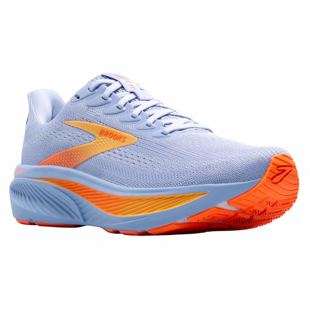 Cozy Lining Neutral Cushioning Brooks Ghost 17 Blue Heron/White/Orange Running Shoe (Women's)