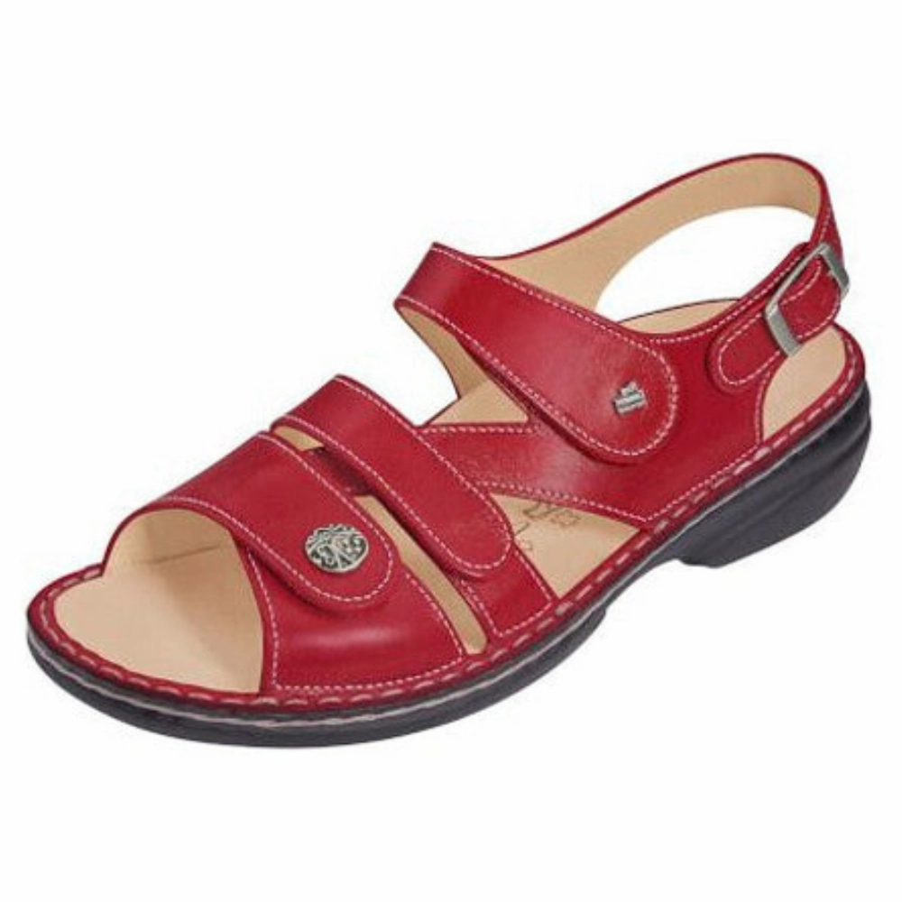Finn Comfort Gomera-S Red Nappa Sandal (Women's) Toe Post All-Day Sandals