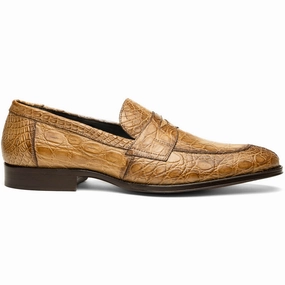 Handmade Craft 11-201-TPE ROMA Crocodile Penny Loafer, Taupe