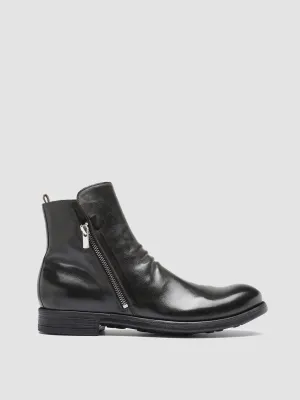 CHRONICLE 042 - Grey Leather Ankle Boots Bold Red Durable Shell Hiking Trails