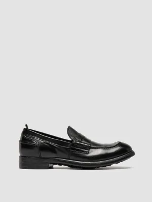 CHRONICLE 056 - Black Leather Penny Loafers Open Square Classic Fit