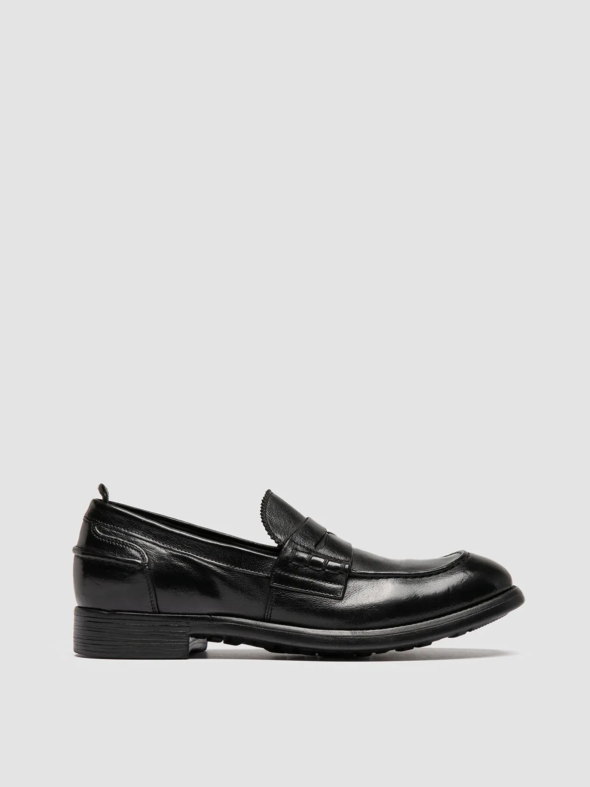 CHRONICLE 056 - Black Leather Penny Loafers Open Square Classic Fit