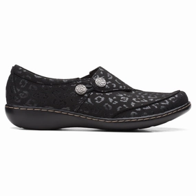 Clarks Ashland Lane Q Black/Leopard Shoe (Women's) Urban Life MoistureWicking