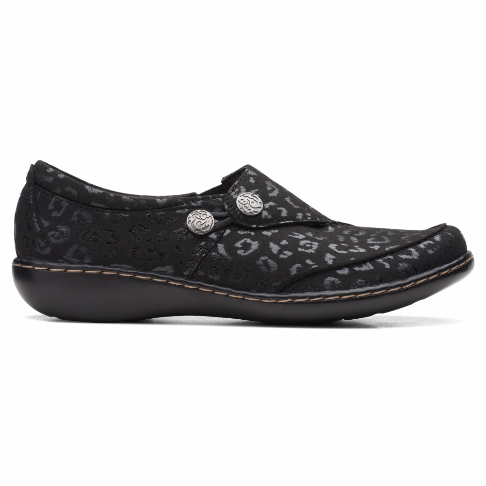 Clarks Ashland Lane Q Black/Leopard Shoe (Women's) Urban Life MoistureWicking