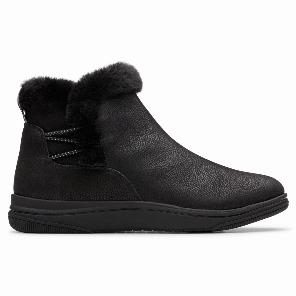 Drill Run Clarks Breeze Fur Black Combi Boot (Women's)