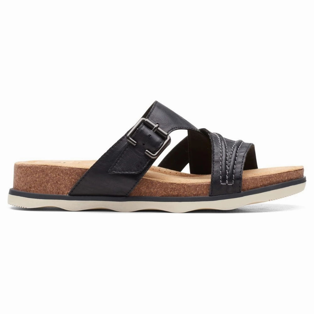 Outdoor Friendly Clarks Brynn Hope Black Leather Sandal (Women's)